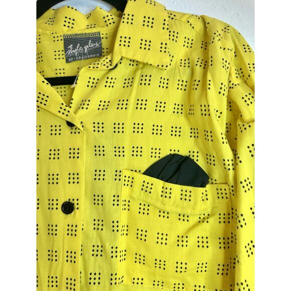 Vtg Style Plus Of California Bright Yellow Retro Button Up Size 42 - Picture 5 of 7